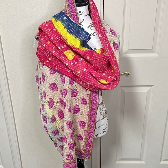 Accessories - Colorful Reversible Kantha Women's Scarf